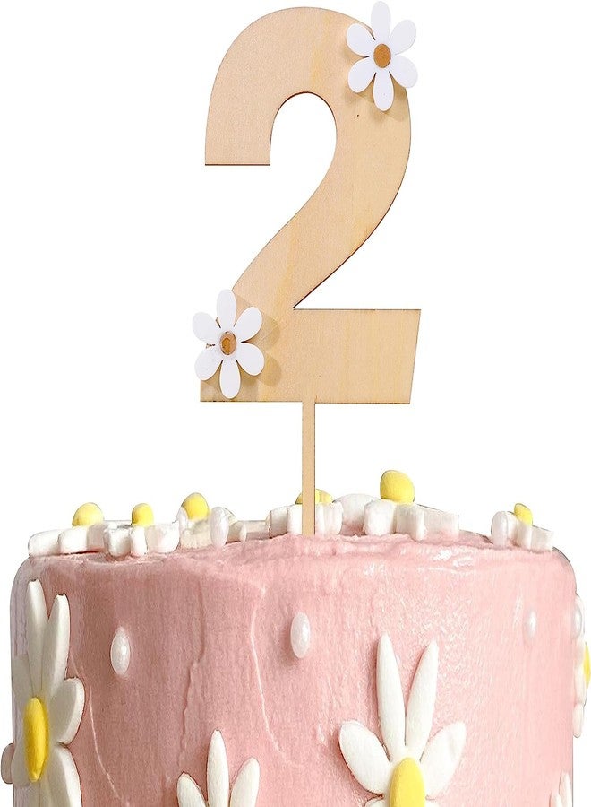 Incrizma Daisy Cake Topper For Birthday - Daisy Birthday Party Decor, Retro Groovy Birthday, Boho First Birthday, Wooden Cake Decorating Supplies, Anniversary (Daisy 2 Cake Topper) - Image 1